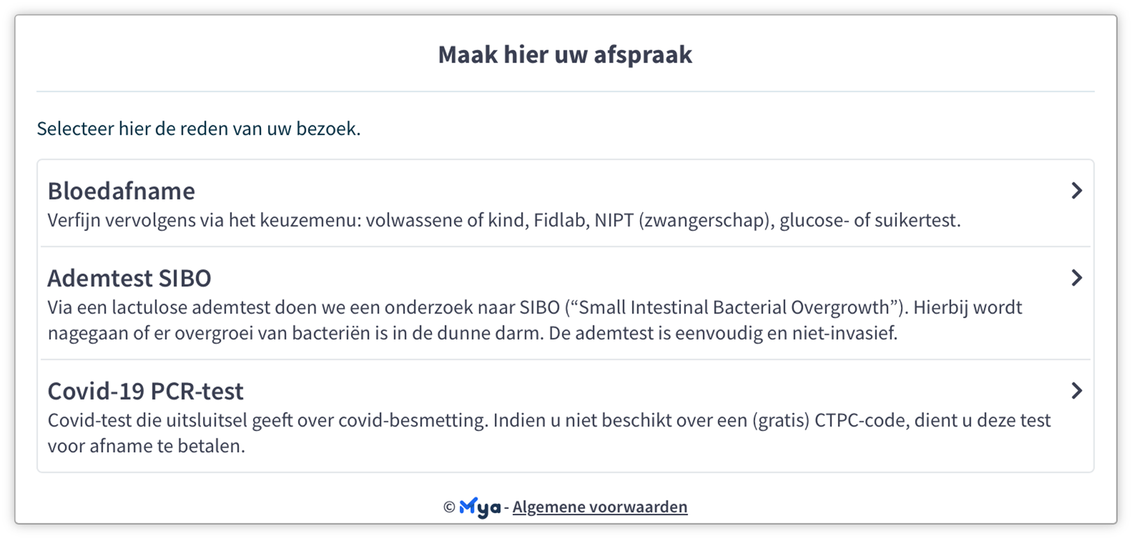 Flow Mybooking Patiënt Stap 1